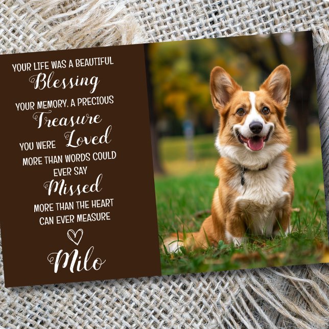 Pet Sympathy Personalised Photo Pet Loss Card (Dog Death Sympathy card)