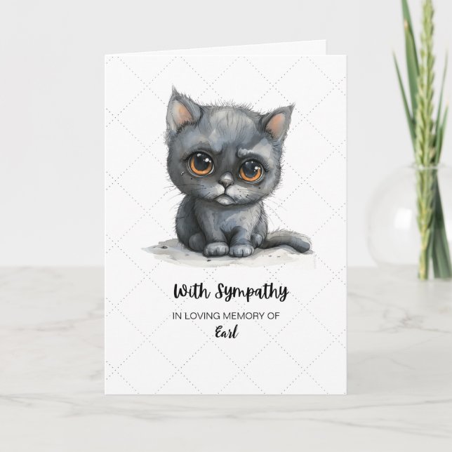 Pet Sympathy Sentiment with a Sad Cat with Tears Card (Front)