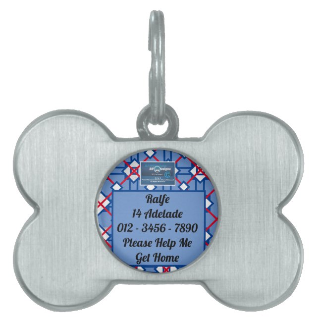 Pet Tag - Bone Frame (Red Cross)RFPMDesigns ©️2024 (Front)