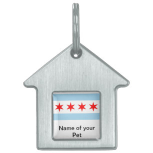 Pet Tag with Flag of Chicago, Illinois State