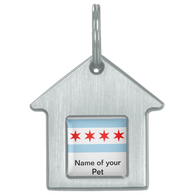 Pet Tag with Flag of Chicago, Illinois State (Front)