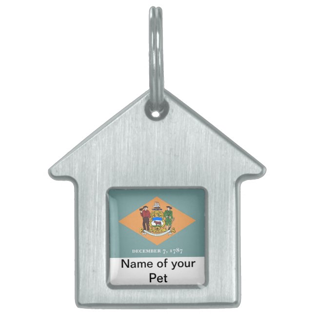 Pet Tag with Flag of Delaware State (Front)