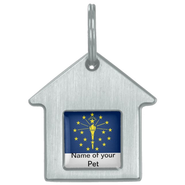 Pet Tag with Flag of Indiana State (Front)