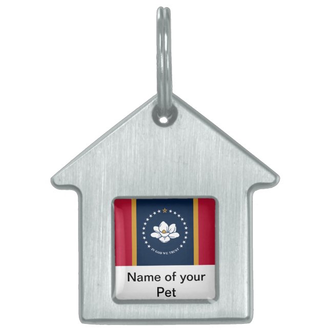 Pet Tag with Flag of Mississippi State, USA (Front)