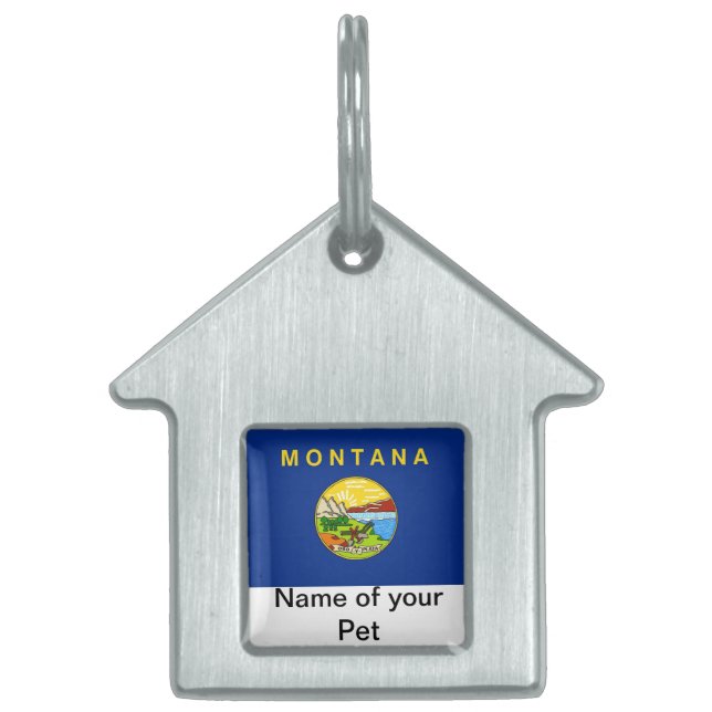 Pet Tag with Flag of Montana State (Front)