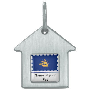 Pet Tag with Flag of Quebec City, Canada