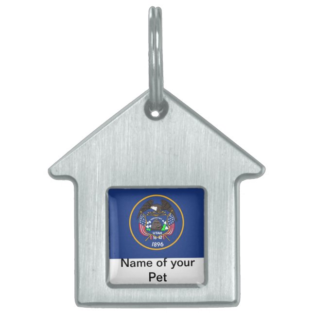 Pet Tag with Flag of Utah State (Front)