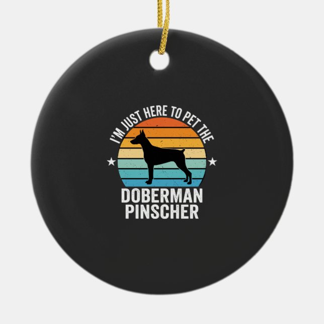 Pet The Doberman Pinscher Retro Ceramic Tree Decoration (Front)
