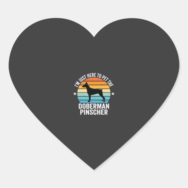 Pet The Doberman Pinscher Retro Heart Sticker (Front)