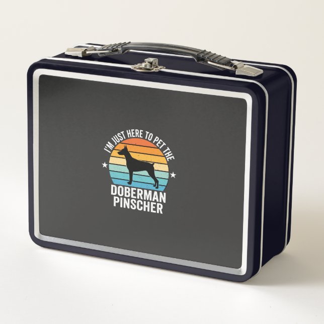 Pet The Doberman Pinscher Retro Metal Lunch Box (Front)