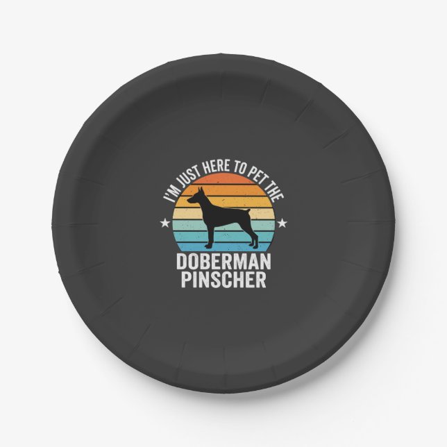 Pet The Doberman Pinscher Retro Paper Plate (Front)