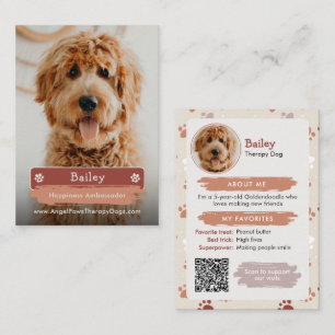 Pet Trading Card, Photo & QR Code Therapy Dog Calling Card