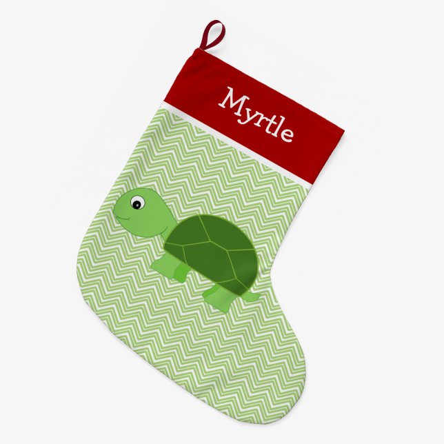 Pet Turtle Personalised Large Christmas Stocking (Front (Hanging))