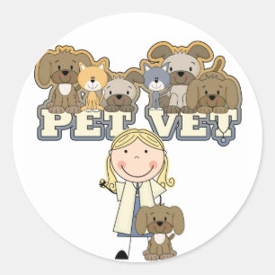 Pet Vet Blonde Female Tshirts and Gifts Classic Round Sticker