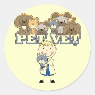 Pet Vet Blonde Male Tshirts and Gifts Classic Round Sticker