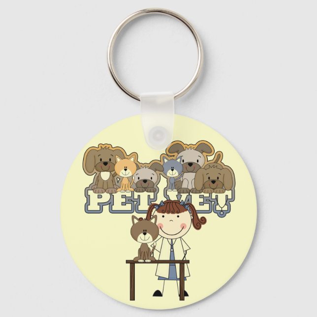 Pet Vet Brunette Female Tshirts and Gifts Key Ring (Front)