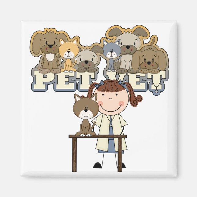 Pet Vet Brunette Female Tshirts and Gifts Magnet (Front)