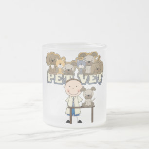 Pet Vet White Male T-shirts and Gifts Frosted Glass Coffee Mug