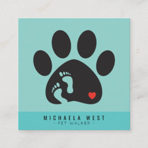 Pet Walking Service Pet Care Square Business Card