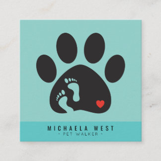 Pet Walking Service Pet Care Square Business Card