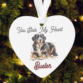 Pet Watercolor Brown Bernese Mountain Personalise Ornament