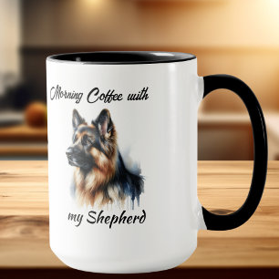 Pet Watercolor German Shepherd Personalise Mug