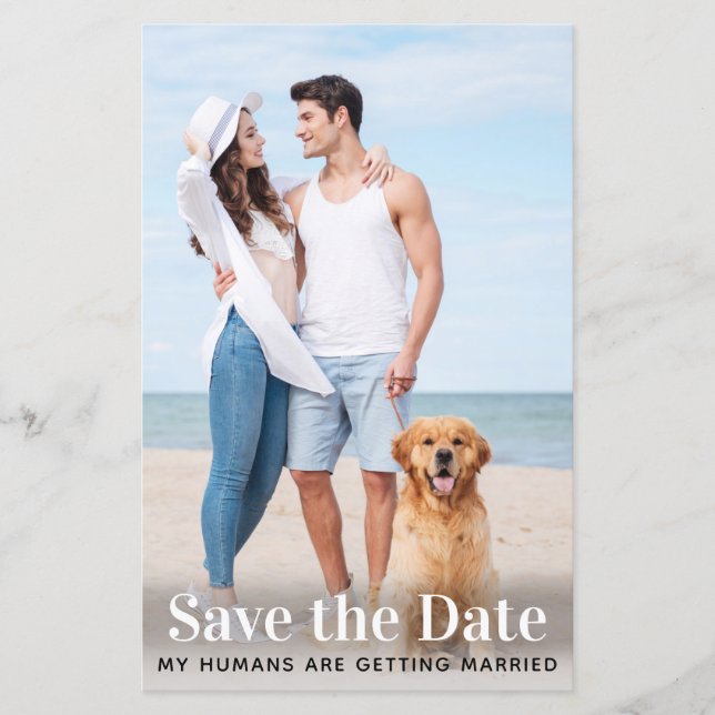 Pet Wedding Custom Photo Dog Save The Date Cards (Front)