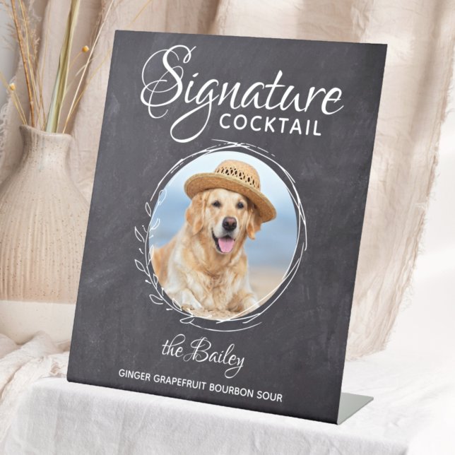 Pet Wedding Dog Bar Cocktail Signature Drinks Pedestal Sign (Creator Uploaded)