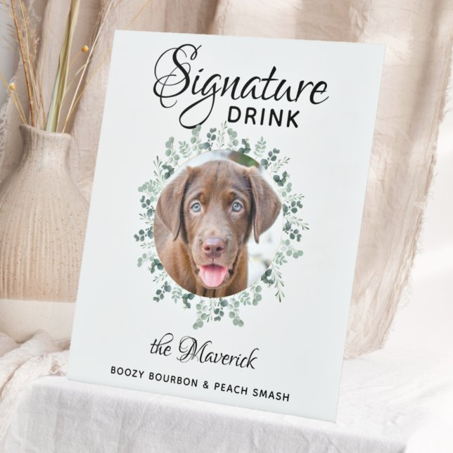 Pet Wedding Dog Bar Signature Drinks Photo  Pedestal Sign (Creator Uploaded)