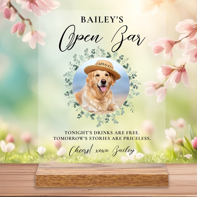 Pet Wedding Dog Open Bar Cocktail Drinks Acrylic Sign (Creator Uploaded)