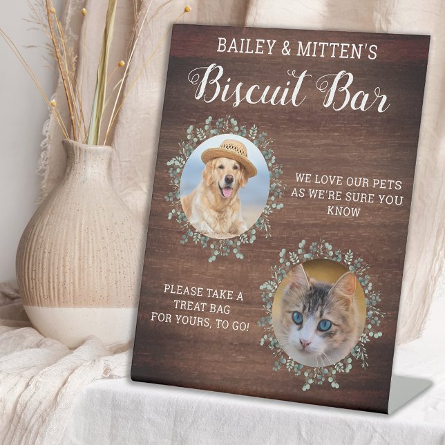 Pet Wedding Favour Custom Photo Dog Biscuit Bar  Pedestal Sign (Creator Uploaded)