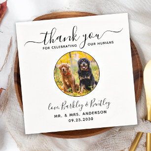 Pet Wedding Modern Elegant Custom Photo Thank You Napkin