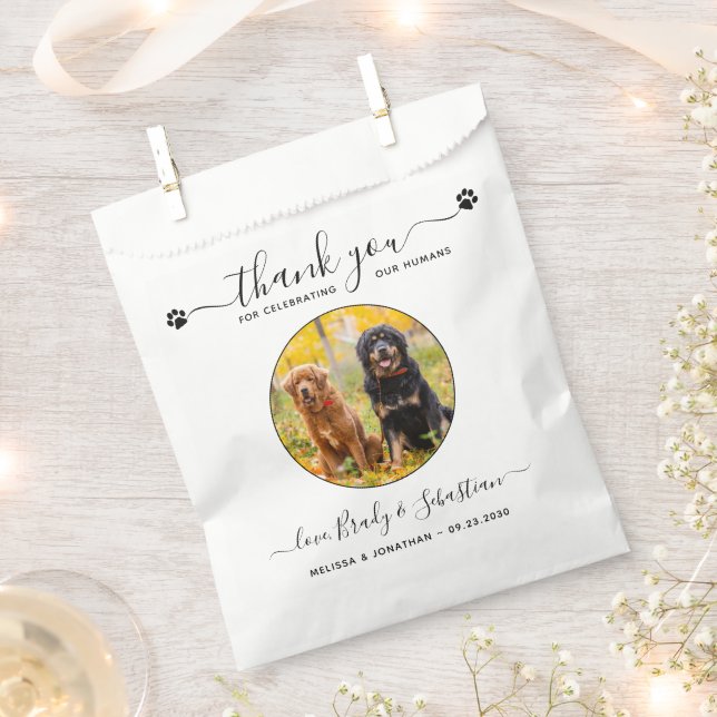 Pet Wedding Personalised Photo Dog Treat Doggie  Favour Bags (Clipped)