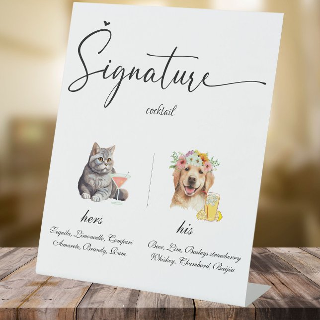 Pet Wedding Signature Drinks Bar Pedestal Sign (Creator Uploaded)