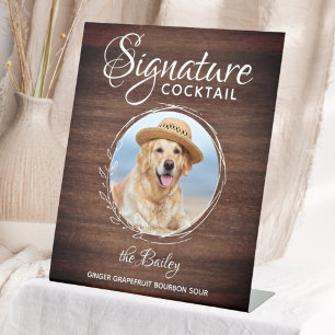 Pet Wedding Signature Drinks Dog Bar Cocktail Pedestal Sign