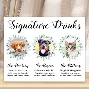 Pet Wedding Signature Drinks Personalised 3 Photo Poster