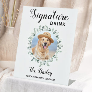 Pet Wedding Signature Drinks Photo Pedestal Sign