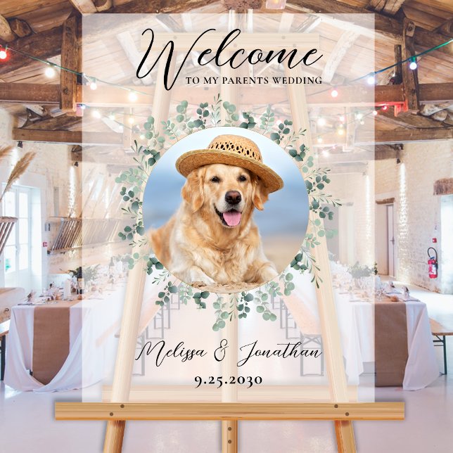 Pet Wedding Welcome Personalised Dog Photo Acrylic Sign (Creator Uploaded)