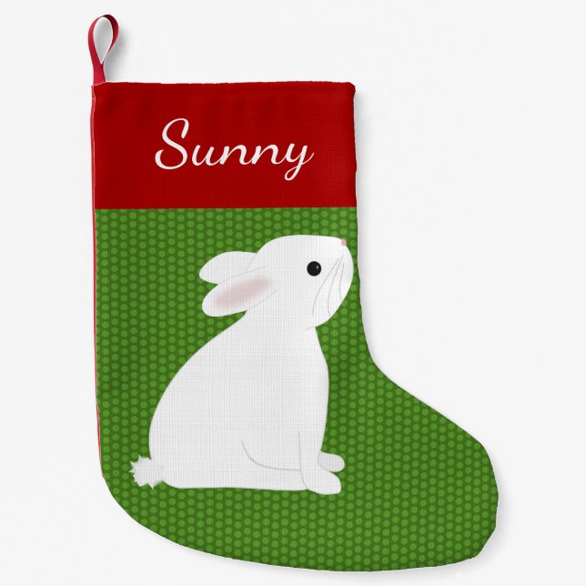 Pet White Rabbit Small Christmas Stocking (Front)