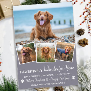 Pet Year in Review Custom Cute Dog Photo Collage Holiday Card