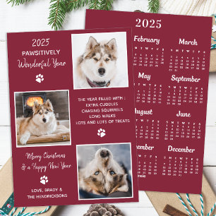 Pet Year in Review Custom Dog Photo 2025 Calendar Holiday Card