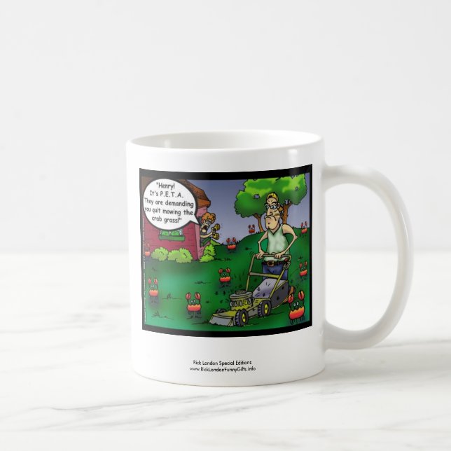 PETA & The Crabgrass Cartoon Funny Mug (Right)