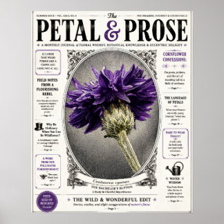 Petal and Prose Vintage Floral Magazine Cover Poster