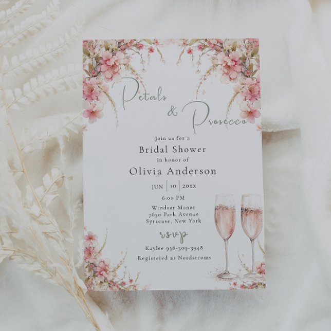 Petal and Prosecco Bridal Shower Invitation (Creator Uploaded)