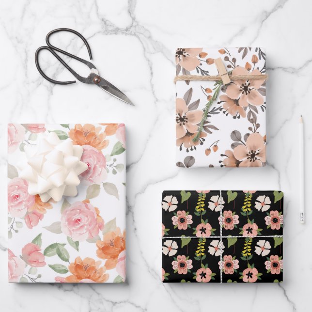 Petal Blush & Bloom 3 Wrapping Paper Sheet (Front)