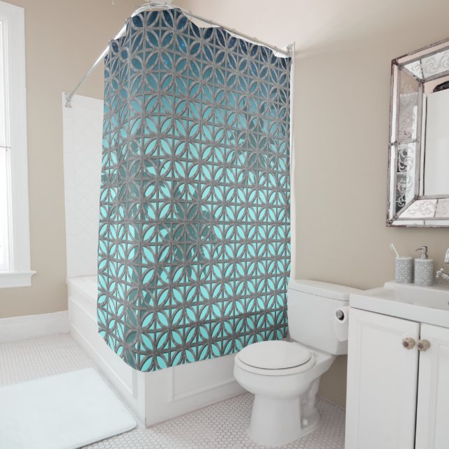 Petal Breeze Blocks Shower Curtain (In Situ)