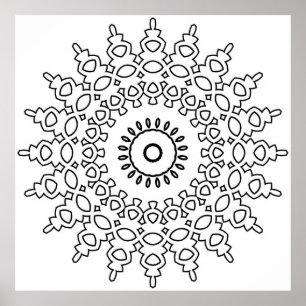 Petal Cluster Mandala Colouring Page Floral Design Poster