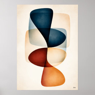 Petal Drift Japandi Biomorphic Botanical Abstract  Poster