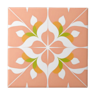 Petal glow salmon floral tile set - Pattern 1