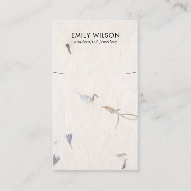 PETAL HANDMADE PAPER NECKLACE BRACELET DISPLAY BUSINESS CARD (Front)